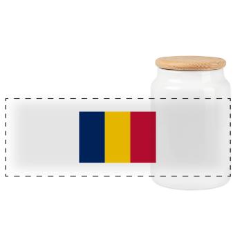 Chad - Panoramic Cookie Jar with Wooden Lid - white - Front