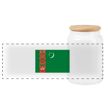 Turkmenistan - Panoramic Cookie Jar with Wooden Lid - white - Front
