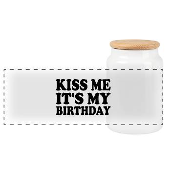 kiss me it's my birthday - Panorama Keksdose mit Holzdeckel - Weiß - Vorne