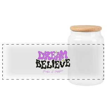 Dream Belive - Panorama Keksdose mit Holzdeckel - Weiß - Vorne