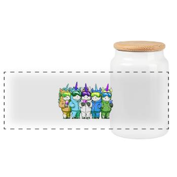 Soirée de ski de l’équipe Licorne - Boîte à biscuits avec couvercle en bois - blanc - Devant