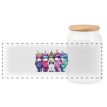 Équipe de vacances de ski Unicorn - Boîte à biscuits avec couvercle en bois - blanc - Devant