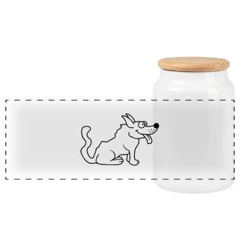 Dear dog sticks out his tongue happily - Panoramic Cookie Jar with Wooden Lid - white - Front