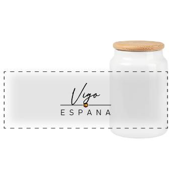 Spain - Vigo - Spanien - Espana - Panorama Keksdose mit Holzdeckel - Weiß - Vorne