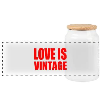 Love is vintage - Boîte à biscuits avec couvercle en bois - blanc - Devant