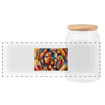Abstract Relationship - Panoramic Cookie Jar with Wooden Lid - white - Front