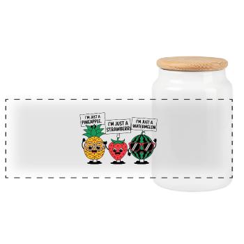 Je ne suis qu’un fruit - Boîte à biscuits avec couvercle en bois - blanc - Devant