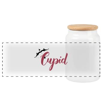 Cupid - Panoramic Cookie Jar with Wooden Lid - white - Front