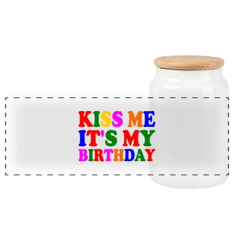 it's my birthday - Boîte à biscuits avec couvercle en bois - blanc - Devant