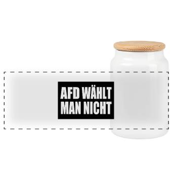 afd wählt man nicht - Panorama Keksdose mit Holzdeckel - Weiß - Vorne