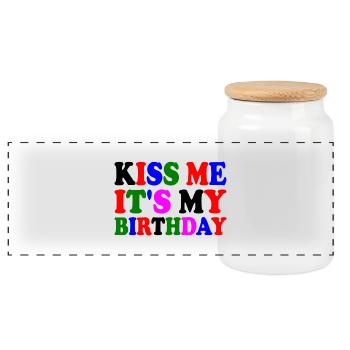 Its my birthday - Boîte à biscuits avec couvercle en bois - blanc - Devant