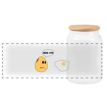 Egg Daddy - Panoramic Cookie Jar with Wooden Lid - white - Front