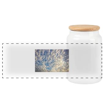 Sea of clouds - Panoramic Cookie Jar with Wooden Lid - white - Front