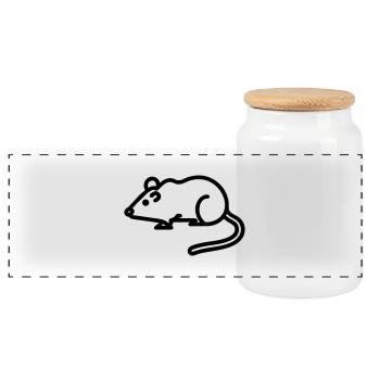 Black Mouse Outline Icon – Perfect for Animal Love - Panorama Keksdose mit Holzdeckel - Weiß - Vorne