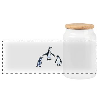 Pinguine - Panorama Keksdose mit Holzdeckel - Weiß - Vorne