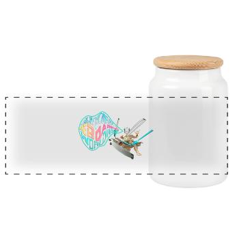 bigair Kitesurfing Worldwide - Panoramic Cookie Jar with Wooden Lid - white - Front