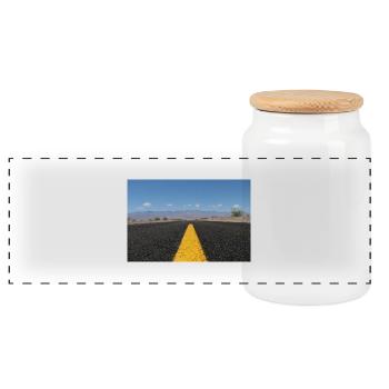 Route , Road Trip, Indémodable, j - Boîte à biscuits avec couvercle en bois - blanc - Devant