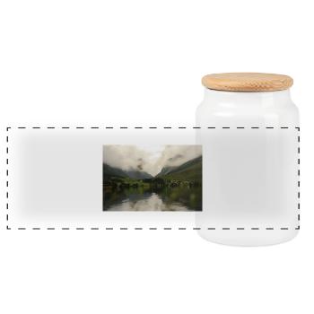 More in the clouds - Panoramic Cookie Jar with Wooden Lid - white - Front