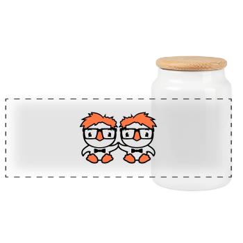 2 Birds Nerd Geek Smart Intelligent Horn-Rimmed Glasses - Panoramic Cookie Jar with Wooden Lid - white - Front