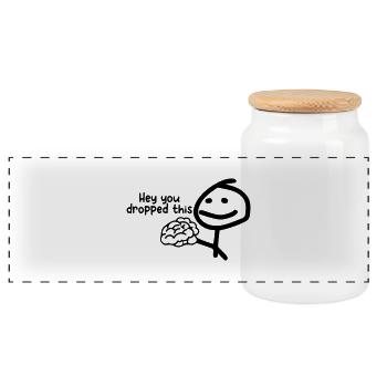 Hé, tu as laissé tomber ce QI. - Boîte à biscuits avec couvercle en bois - blanc - Devant