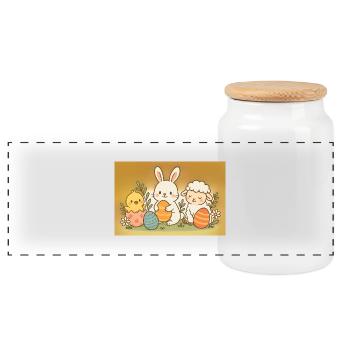 Fête de Pâques - Boîte à biscuits avec couvercle en bois - blanc - Devant