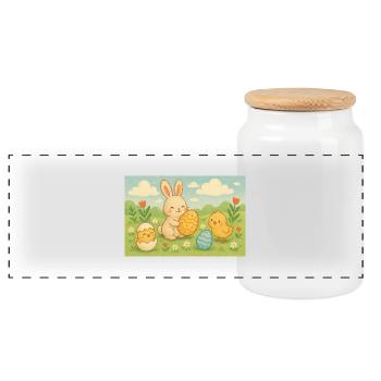 Fête de Pâques - Boîte à biscuits avec couvercle en bois - blanc - Devant