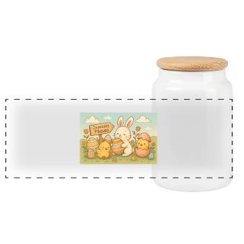 Fête de Pâques - Boîte à biscuits avec couvercle en bois - blanc - Devant