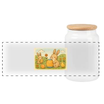 Fête de Pâques - Boîte à biscuits avec couvercle en bois - blanc - Devant