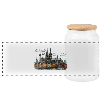 Horizon de Cologne - Boîte à biscuits avec couvercle en bois - blanc - Devant