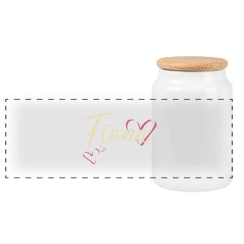 Fiona Nom Prénom Calligraphie coeur - Boîte à biscuits avec couvercle en bois - blanc - Devant