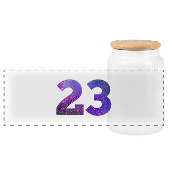 Numéro 23 galaxie - Boîte à biscuits avec couvercle en bois - blanc - Devant