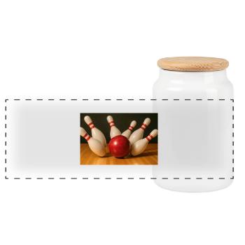 Bowling - Panoramic Cookie Jar with Wooden Lid - white - Front