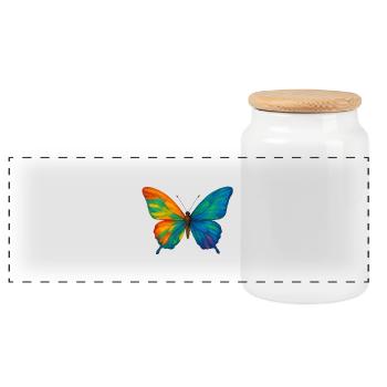 Papillon Colorblast - Boîte à biscuits avec couvercle en bois - blanc - Devant