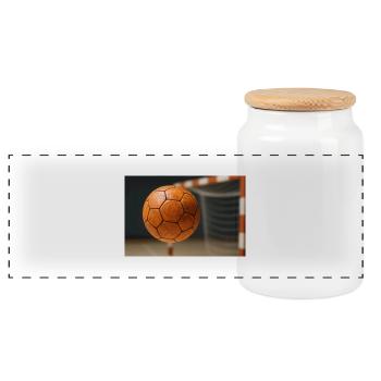 Sport - Handball - Boîte à biscuits avec couvercle en bois - blanc - Devant