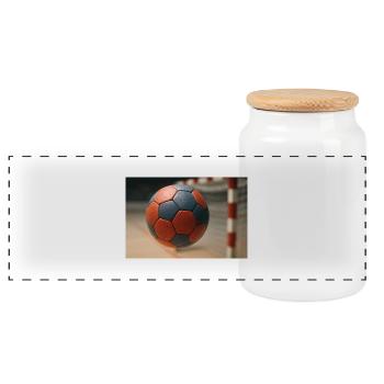 Sport - Handball - Boîte à biscuits avec couvercle en bois - blanc - Devant
