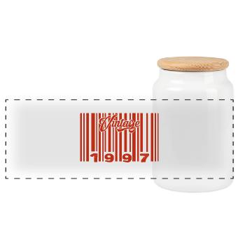 Vintage 1997 Born In 1997 28 Year Old Bar Code Anniversai - Panoramic Cookie Jar with Wooden Lid - white - Front