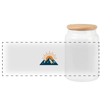 Minimalist Mountain Sunrise - Panorama Keksdose mit Holzdeckel - Weiß - Vorne