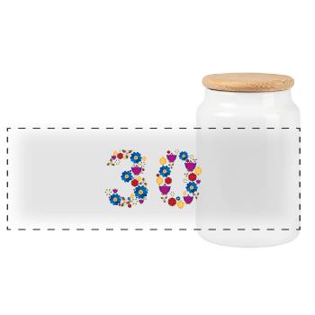 Fleurs 30 - Boîte à biscuits avec couvercle en bois - blanc - Devant