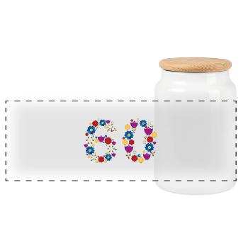 Fleurs 60 - Boîte à biscuits avec couvercle en bois - blanc - Devant