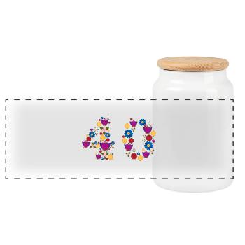 Fleurs 40 - Boîte à biscuits avec couvercle en bois - blanc - Devant