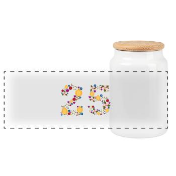 Fleurs 25 - Boîte à biscuits avec couvercle en bois - blanc - Devant