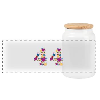 Fleurs 44 - Boîte à biscuits avec couvercle en bois - blanc - Devant