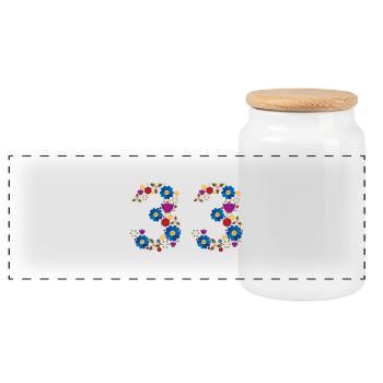Fleurs 33 - Boîte à biscuits avec couvercle en bois - blanc - Devant
