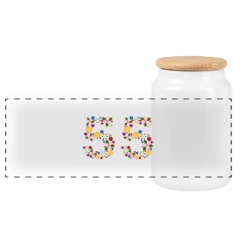 Fleurs 55 - Boîte à biscuits avec couvercle en bois - blanc - Devant