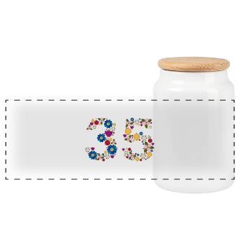 Fleurs 35 - Boîte à biscuits avec couvercle en bois - blanc - Devant
