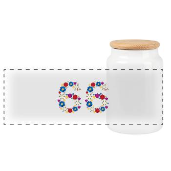 Flowers 66 - Panorama Keksdose mit Holzdeckel - Weiß - Vorne