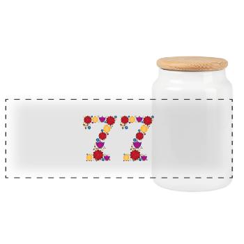 Fleurs 77 - Boîte à biscuits avec couvercle en bois - blanc - Devant