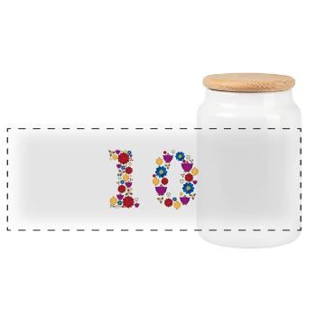 Fleurs 10 - Boîte à biscuits avec couvercle en bois - blanc - Devant