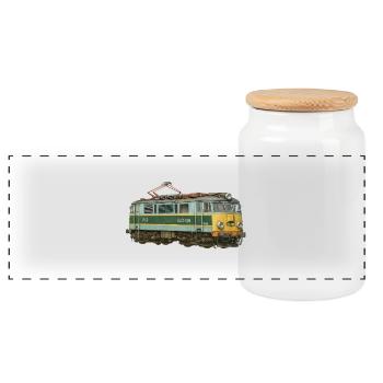 EU07 Elektrolokomotive, Lokomotive, Eisenbahn, Züge, Reisen - Panorama Keksdose mit Holzdeckel - Weiß - Vorne