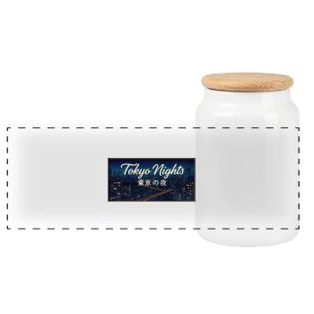 Tokyo Night 1 - Panoramic Cookie Jar with Wooden Lid - white - Front